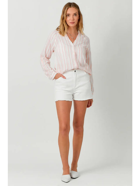 Shirt - Fray Bottom Blush Stripe
