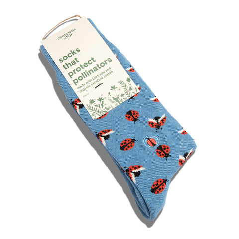 Socks that Protect Pollinators - Blue Ladybugs