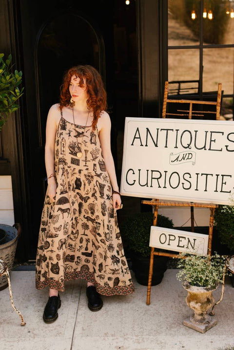 Bohéme Maxi Slip Dress - Curiosities w/ whimiscal print