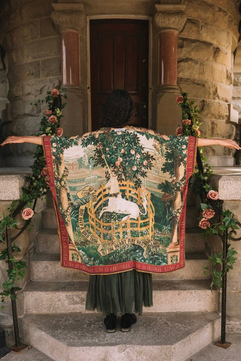 Goddess Duster Kimono - Wildheart with Florals, Unicorn & Castle