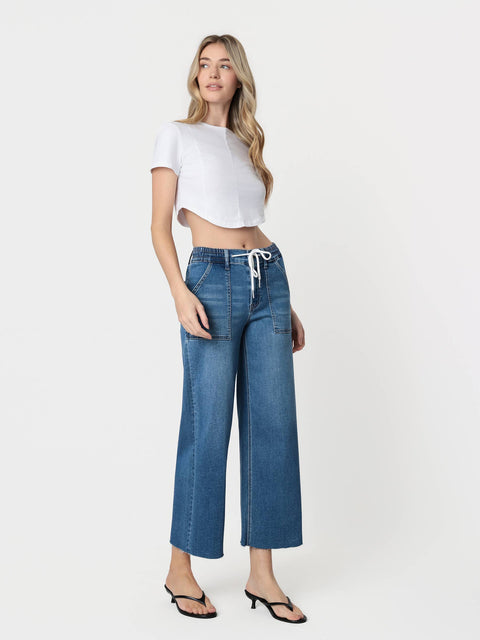 Jeans - High Rise Super Soft Drawstring Baggy Wide