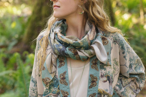 Scarf (Bamboo) - Earth and Sky Bohemian With Tree Print