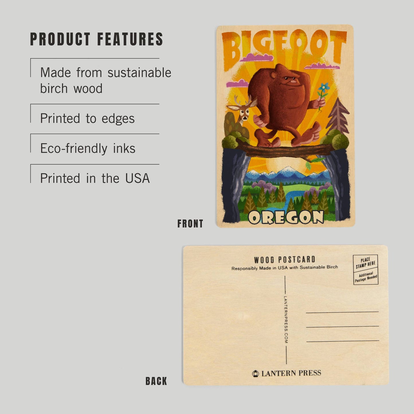Wood Postcard - Bigfoot Mid-Century Inspired
