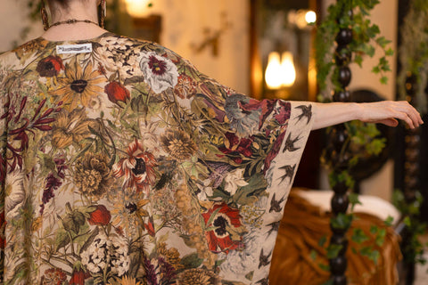 Duster Kimono - Golden Hour Goddess with Floral Print