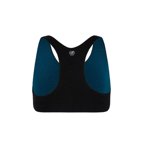 Aster Organic Racerback Bra - Black/Teal