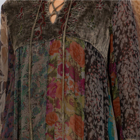 Chic Bohemian Stone-Washed Babydoll Dress - Gravel (Plus Size)