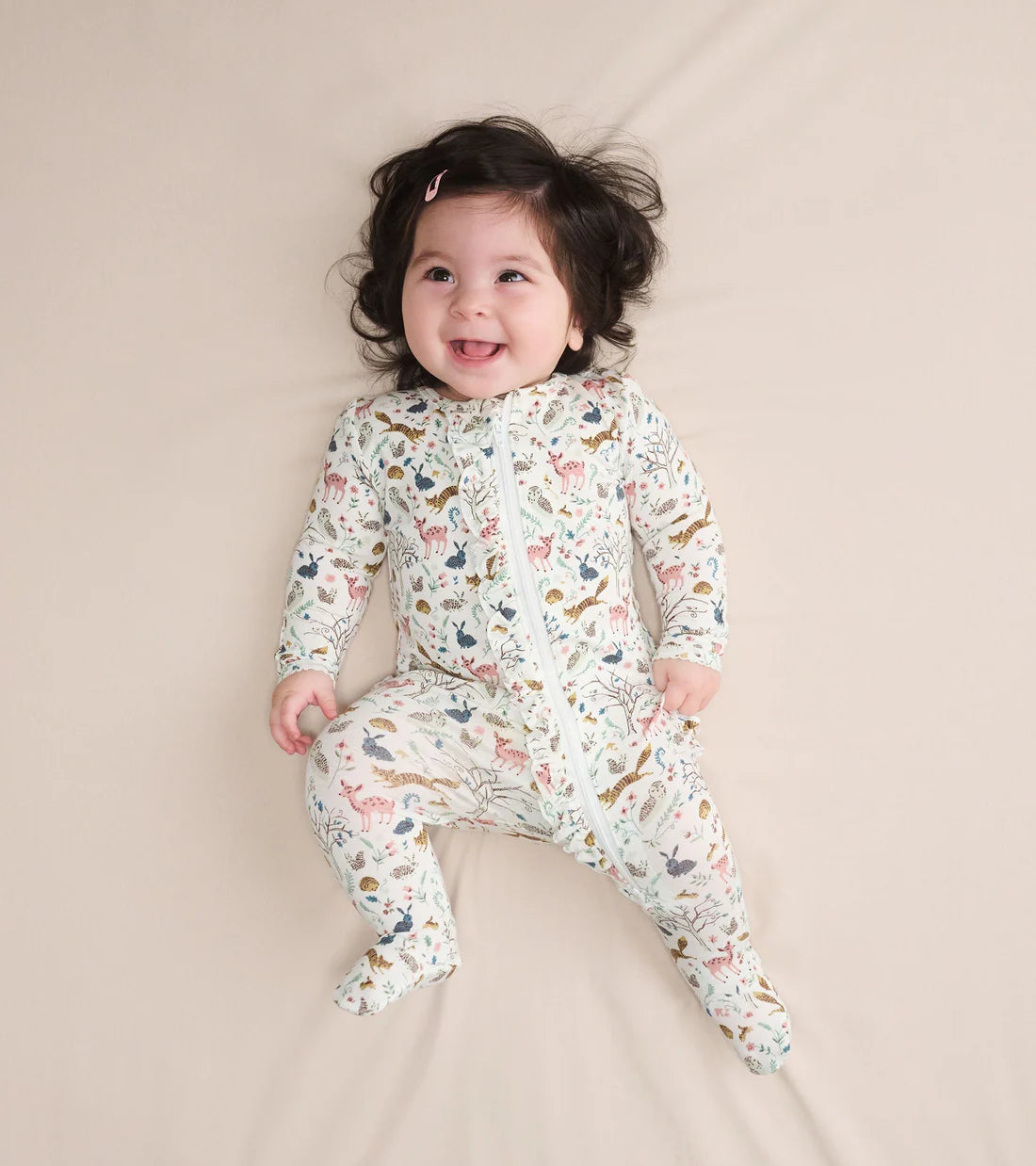 Ruffle Bum Bamboo Coverall  - Happy Forest