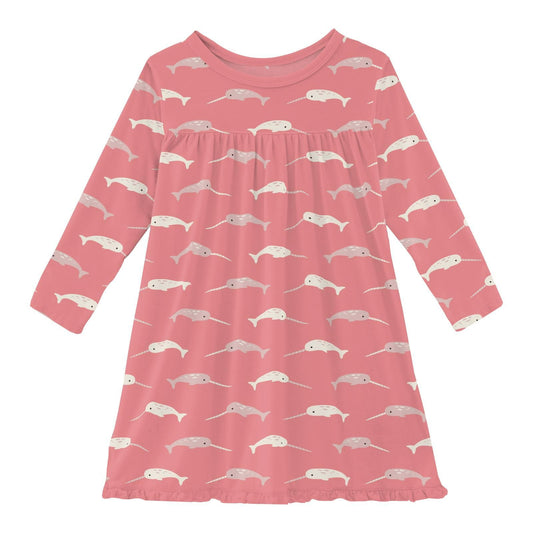 Classic Swing Dress (Long Sleeve) - Strawberry Narwhal
