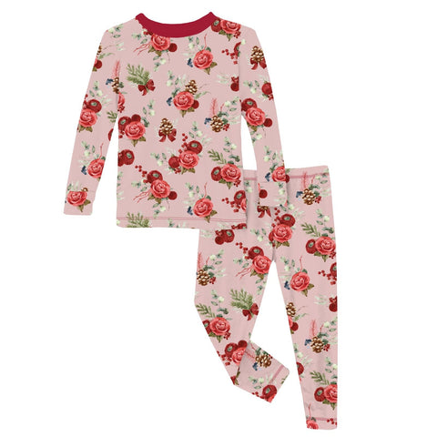 2 Piece Pajama Set (Long Sleeve) - Baby Rose Holiday Floral