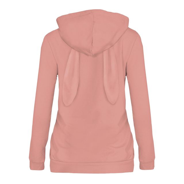 Women's Fleece Hoodie with Bunny Ears - Blush