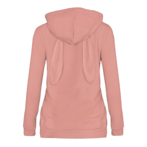 Women's Fleece Hoodie with Bunny Ears - Blush