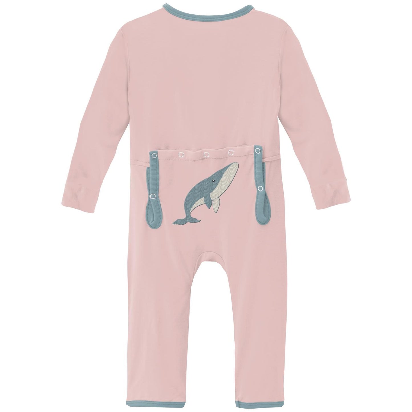 Applique Coverall (Snaps) - Baby Rose Whale