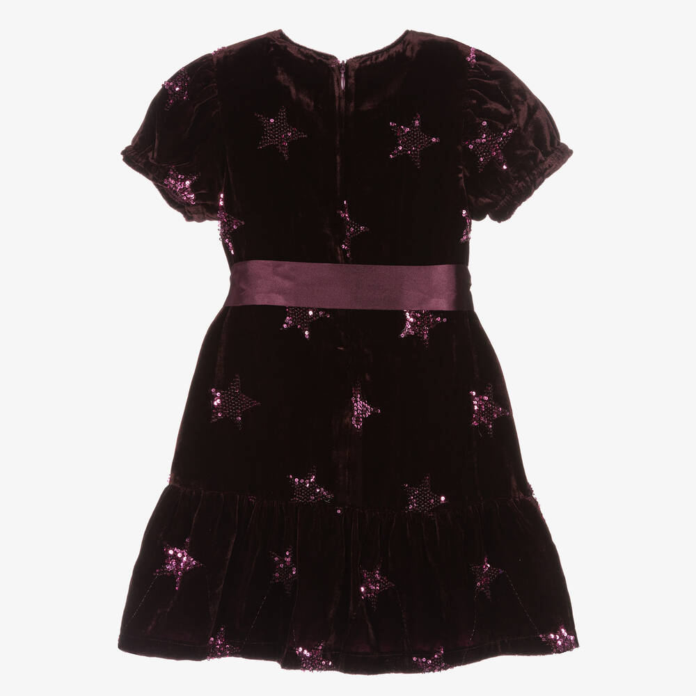 Velvet Dress - Pink Sequin Stars
