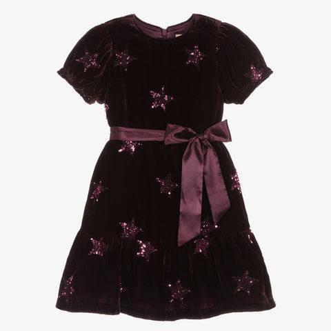 Velvet Dress - Pink Sequin Stars