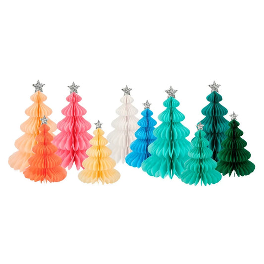 Decoration - Rainbow Forest Honeycomb Trees (10pc)