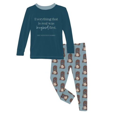 2 Piece Pajama Set (Long Sleeve) - Stormy Sea Velveteen Rabbit with Graphic Top