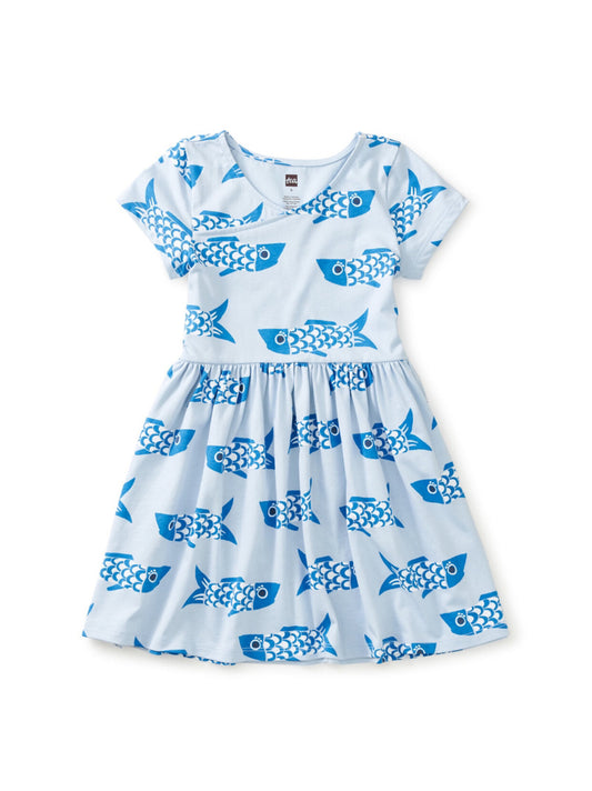 Last One - Size 12Y: Short Sleeve Wrap Neck Dress - Koinobori