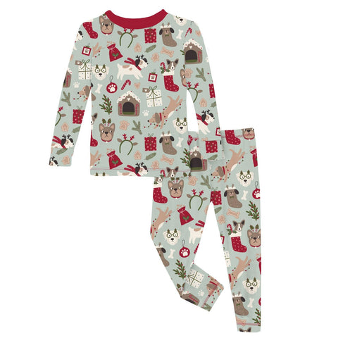 2 Piece Pajama Set (Long Sleeve) - Aloe Christmas Dogs