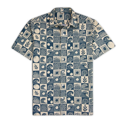 Men's Polo - Sandspit Tech Woven Oyster Blue