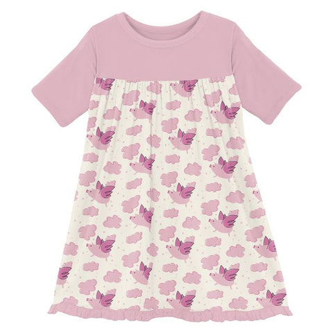 Classic Swing Dress (Short Sleeve) - Natural Flying Pigs