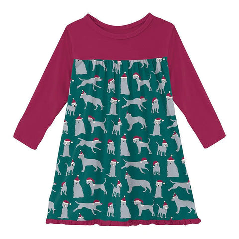 Last One - Size XS (5/6): Classic Swing Dress (Long Sleeve) - Cedar Santa Dogs