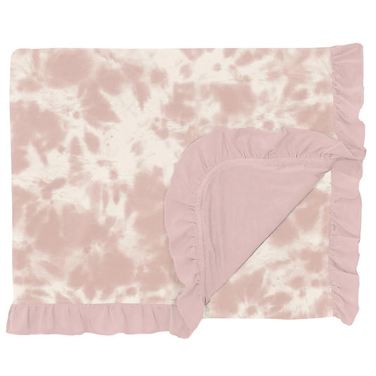 Throw Blanket with Ruffles (Double Layer) - Baby Rose Tie Dye