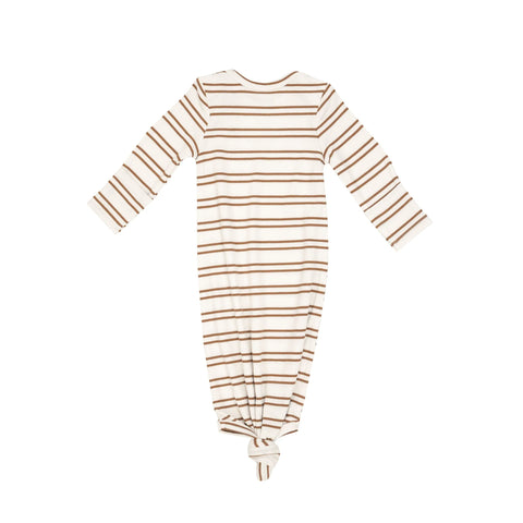 Last One - 0/3 Months: Knotted Gown - Cashew & Sugar Swizzle