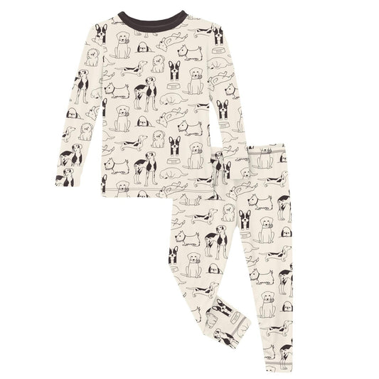 2 Piece Pajamas (Long Sleeve) - Natural Dogs