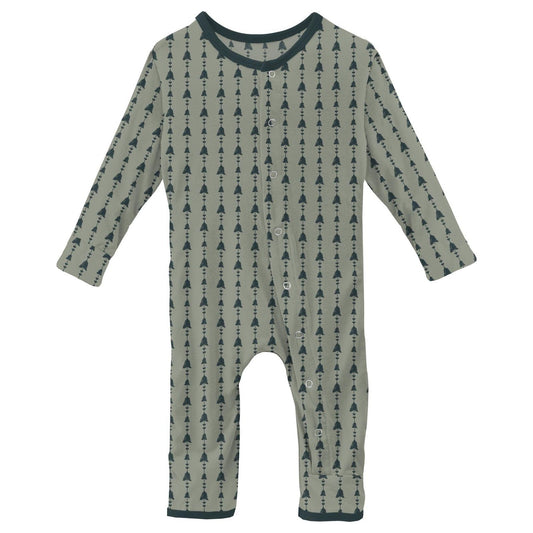 Coverall (Snaps/Zipper) - Silver Sage Trees & Hearts