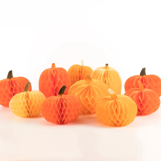 Halloween Decoration - Honeycomb Pumpkins (10pc)