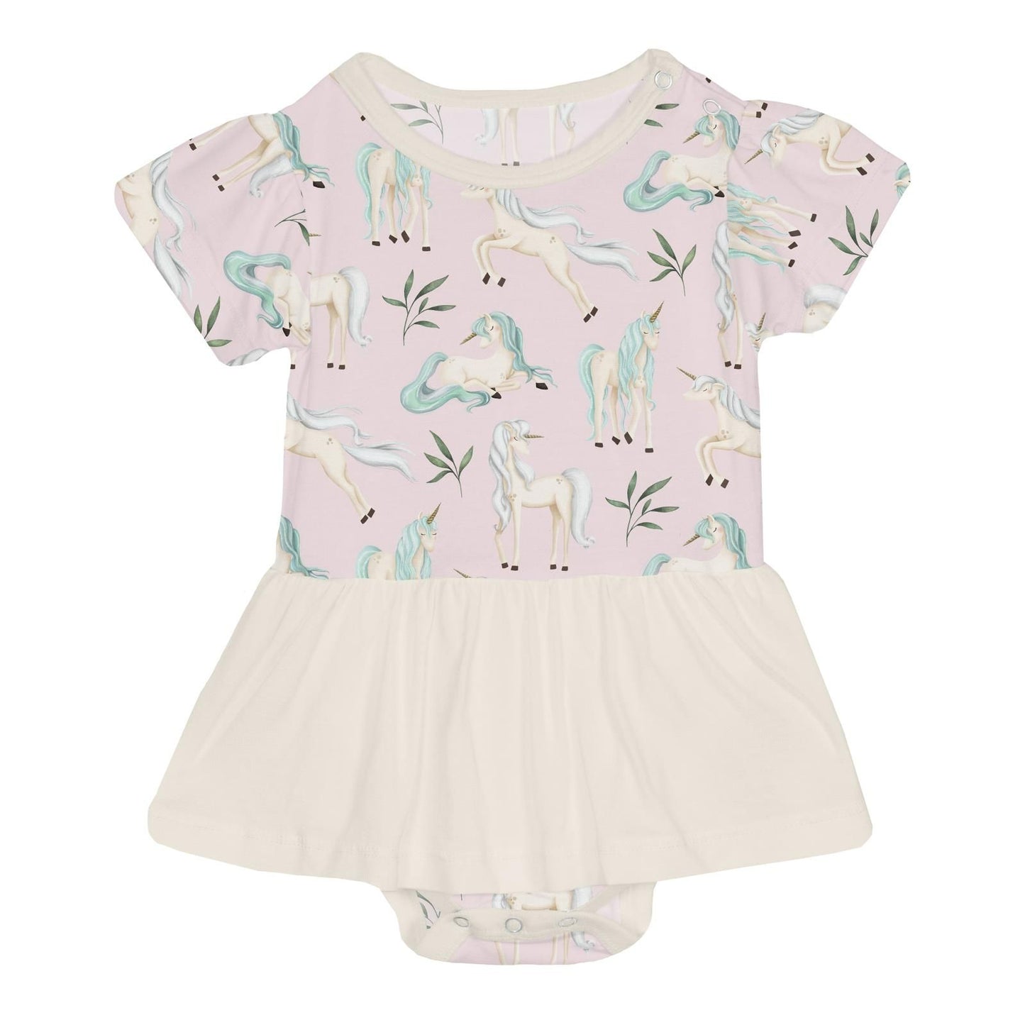 Skirted Onesie (Short Sleeve) - Shrinking Violet Sleeping Unicorns