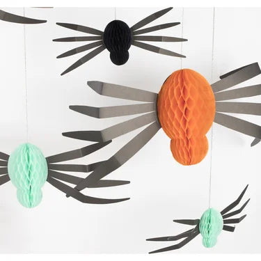 Halloween Decoration - Hanging Honeycomb Spiders (12pc)
