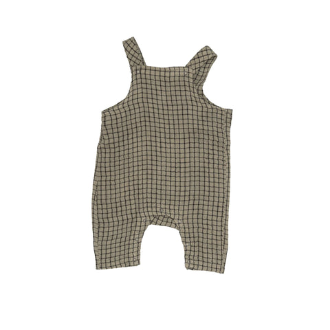 Last One - Size 6/12M: Overalls - Grid Gingham Slate Green