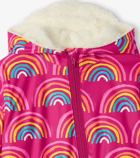 Last One - Size 9/12M: Rain Bundler (Sherpa Lined) - Rainy Rainbows