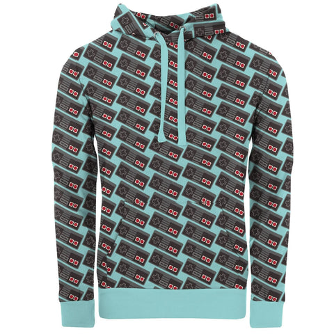 Last One - Size Large: Adult Fleece Hoodie - Summer Sky Retro Game Controller