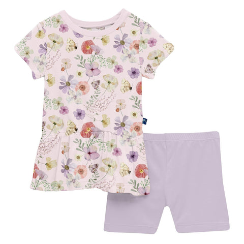 Playtime Outfit Set (Short Sleeve) - Shrinking Violet Pressed Flowers