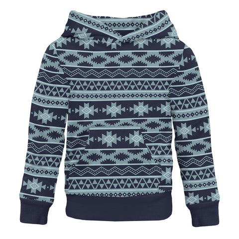 Kangaroo Pocket Pullover - Peacoat Mayan Print