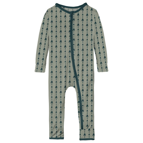Coverall (Snaps/Zipper) - Silver Sage Trees & Hearts