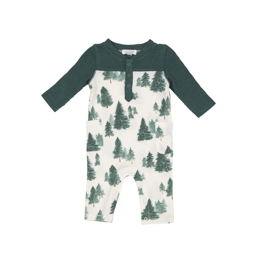 Romper (Snaps) - Forest with Contrast Sleeves