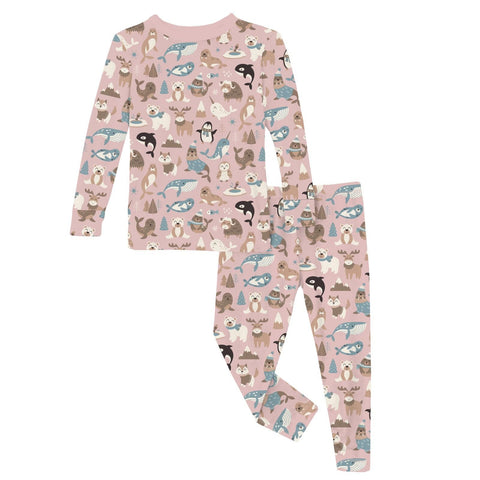 2 Piece Pajama Set (Long Sleeve) - Baby Rose Arctic Animals