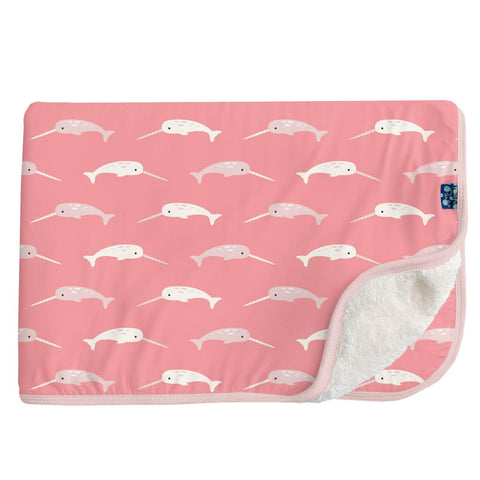 Toddler Blanket with Sherpa Backing - Strawberry Narwhal