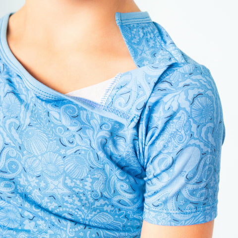 2 Piece Pajama (Short Sleeve) - Seas the Day Magnetic (Blue)