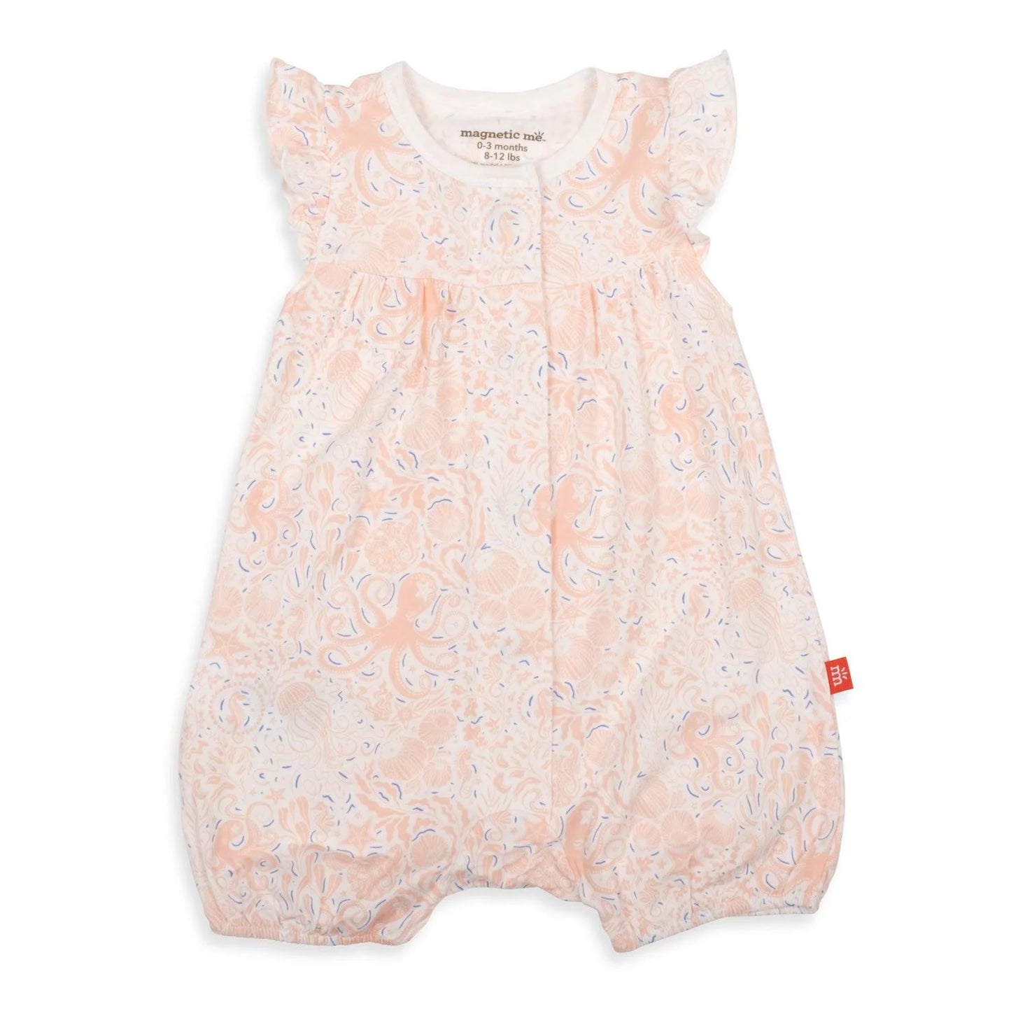 Last One - 6/9 Months: Tank Romper (Magnetic) - Seas the Day Pink Ruffles