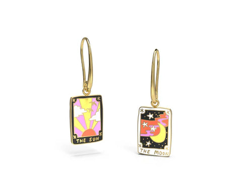 Earrings - Sun & Moon Tarot Drop