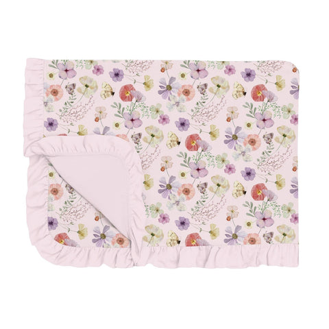 Toddler Blanket with Ruffles - Shrinking Violet Pressed Flowers