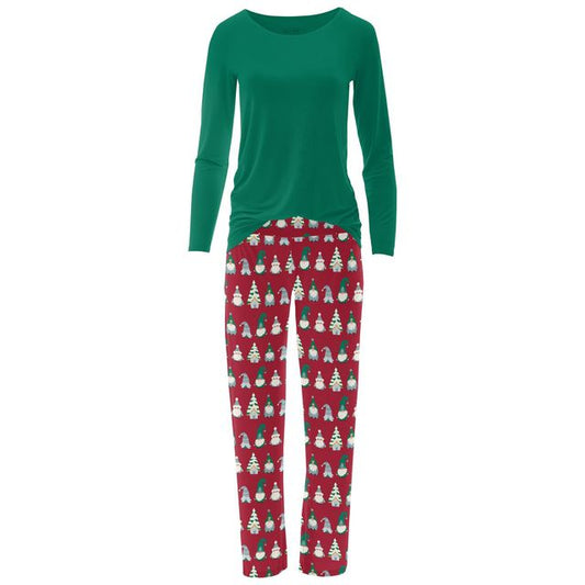 Women's Relaxed Tee & Pajama Pants Set - Crimson Gnomes (Drop 2 Presale)