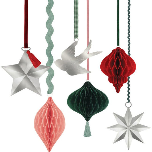 Hanging Decorations - 6 Large Paper Holiday