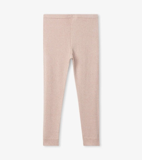 Cable Knit Leggings - Gold Shimmer Gilded Beige