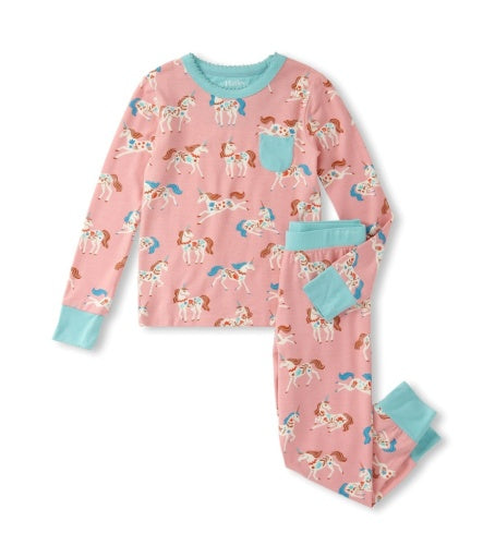 2 Piece Pajamas (Long Sleeve) - Folksy Unicorn