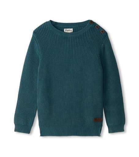 Button Neck Sweater - Moroccan Blue